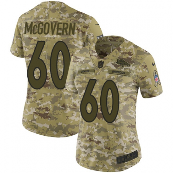 Women's Nike Denver Broncos #60 Connor McGovern Limited Camo 2018 Salute to Service NFL Jersey - Ujersey