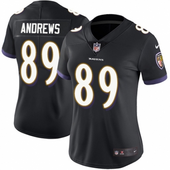 Women's Nike Baltimore Ravens #89 Mark Andrews Black Alternate Vapor Untouchable Limited Player NFL Jersey
