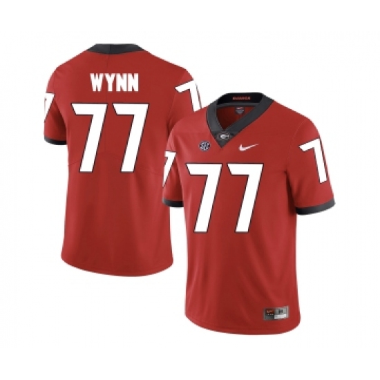 Georgia Bulldogs 77 Isaiah Wynn Red College Football Jersey - Ujersey