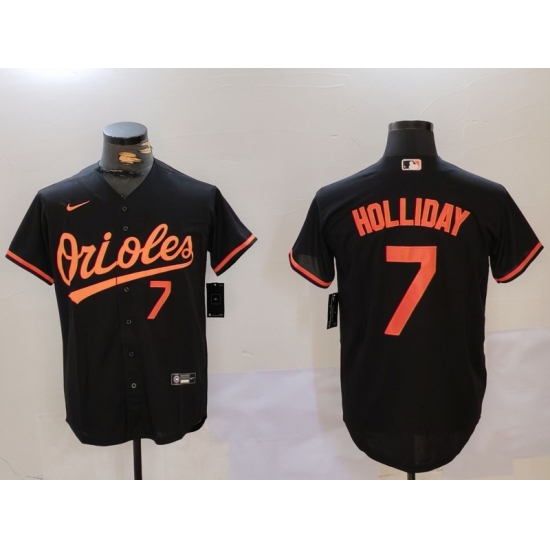 Men's Baltimore Orioles #7 Jackson Holliday Number Black Cool Base Jersey - Ujersey
