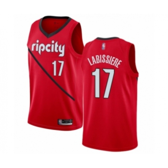 Men's Portland Trail Blazers #17 Skal Labissiere Red Swingman Jersey - Earned Edition - Ujersey