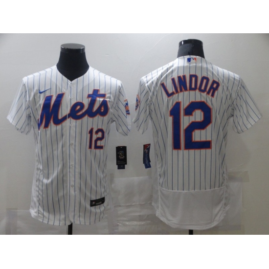 Men's Nike New York Mets #12 Francisco Lindor White Elite Jersey - Ujersey