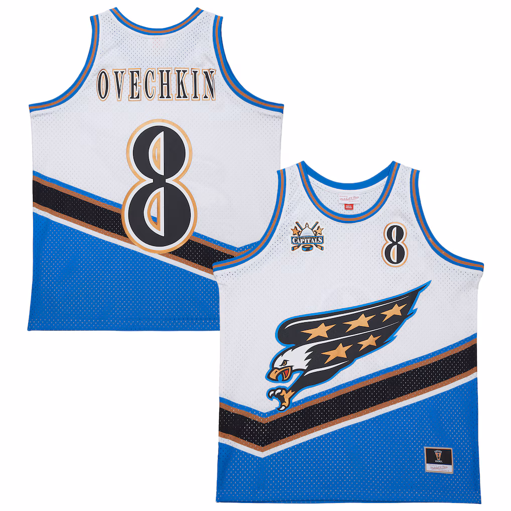 Unisex Washington Capitals Alexander Ovechkin Mitchell & Ness White Maxxed Out Fashion Basketball Jersey - ujerseystore