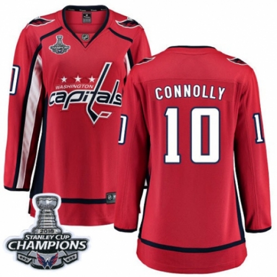 Women's Washington Capitals #10 Brett Connolly Fanatics Branded Red Home Breakaway 2018 Stanley Cup Final Champions NHL Jersey - Ujersey