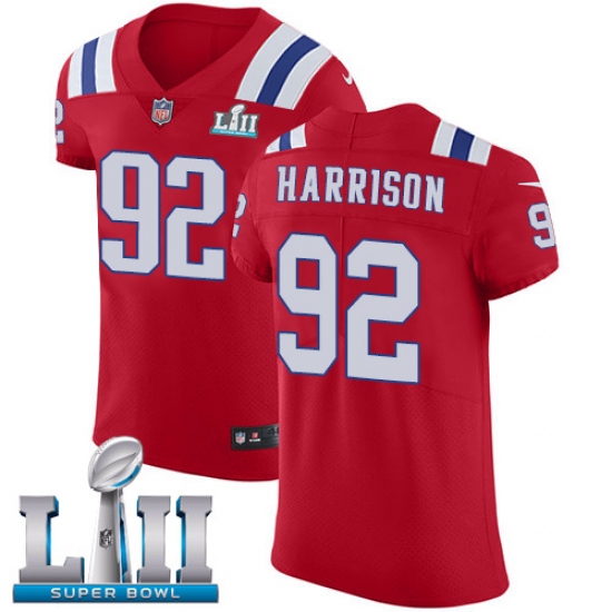 Men's Nike New England Patriots #92 James Harrison Red Alternate Vapor Untouchable Elite Player Super Bowl LII NFL Jersey - ujerseystore