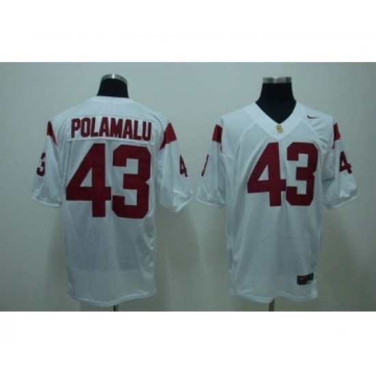 USC Trojans 43 Troy Polamalu white Jersey