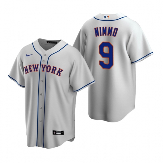 Men's Nike New York Mets #9 Brandon Nimmo Gray Road Stitched Baseball Jersey - Ujersey