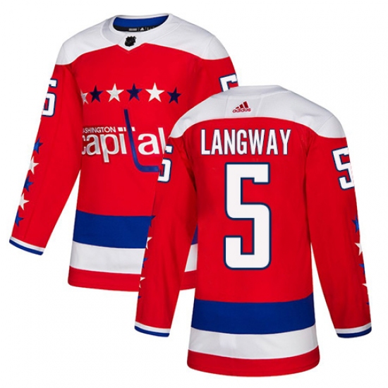 Youth Adidas Washington Capitals #5 Rod Langway Authentic Red Alternate NHL Jersey - Ujersey