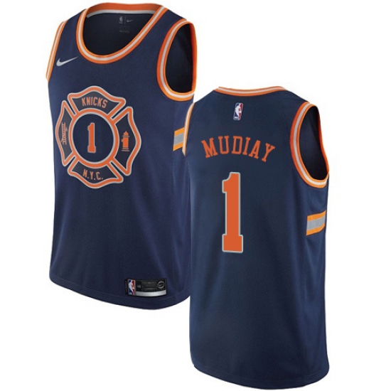 Youth Nike New York Knicks #1 Emmanuel Mudiay Swingman Navy Blue NBA Jersey - City Edition - Ujersey