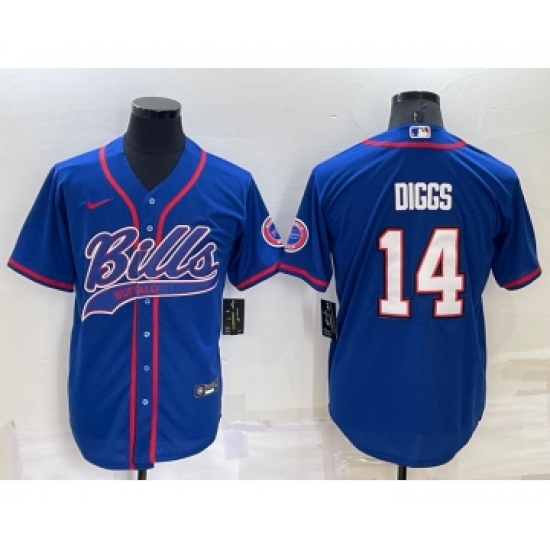Men's Buffalo Bills #14 Stefon Diggs Blue Stitched Cool Base Nike Baseball Jersey - Ujersey