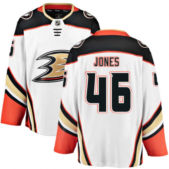 Men's Anaheim Ducks #46 Max Jones Fanatics Branded White Away Breakaway NHL Jersey - Ujersey