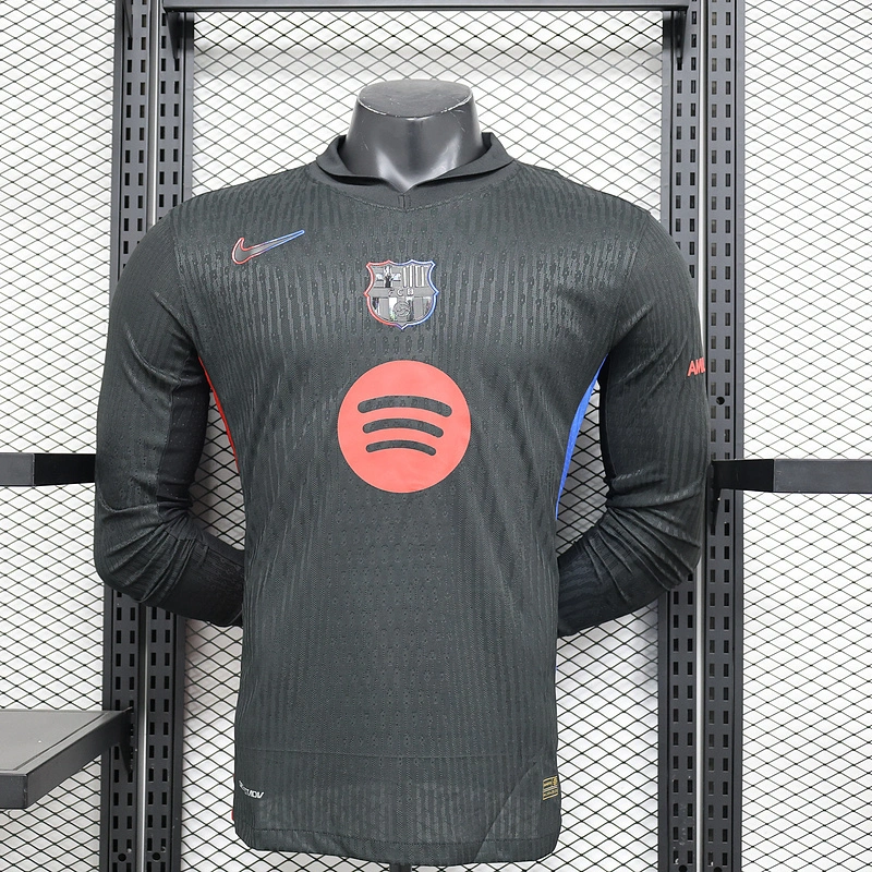 Barcelona Away Soccer Jersey Long Sleeve2024/25 - Spotify Logo Without Text - U-jersey