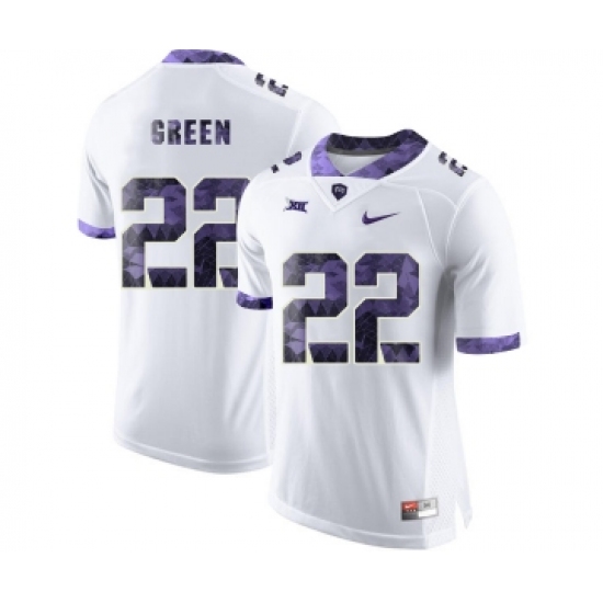 TCU Horned Frogs 22 Aaron Green White Print College Football Limited Jersey - Ujersey