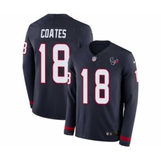 Men's Nike Houston Texans #18 Sammie Coates Limited Navy Blue Therma Long Sleeve NFL Jersey - Ujersey