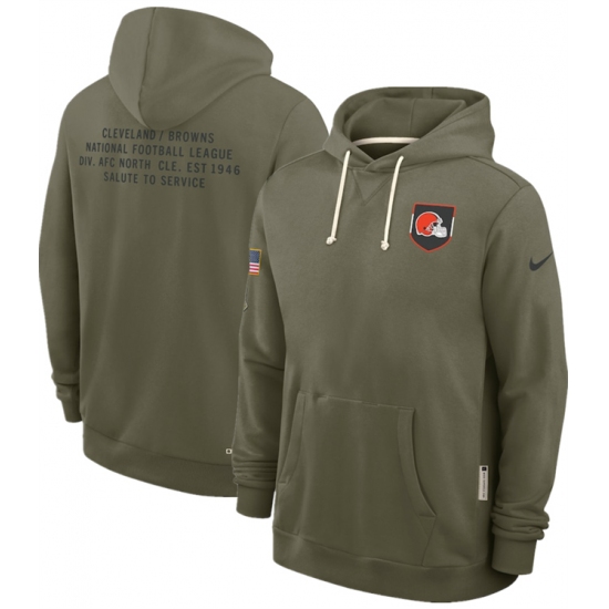 Men's Cleveland Browns Olive 2025 Salute to Service Pullover Hoodie - Ujersey