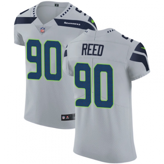 Men's Nike Seattle Seahawks #90 Jarran Reed Grey Alternate Vapor Untouchable Elite Player NFL Jersey - Ujersey