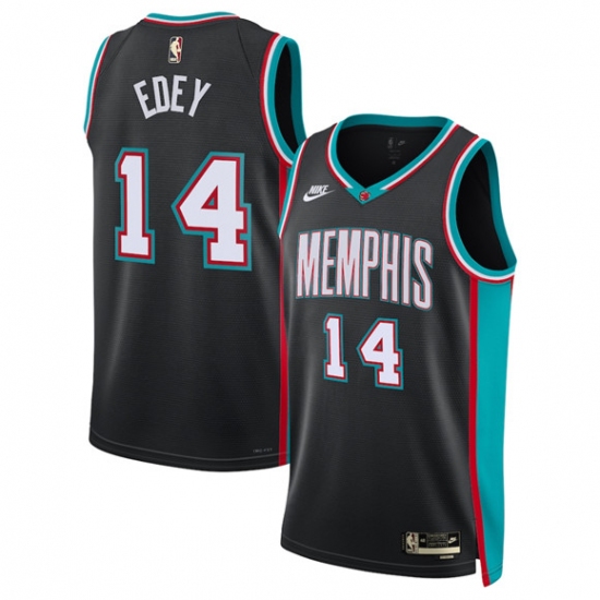 Men's Memphis Grizzlies #14 Zach Edey Black 2025 Classic Edition Stitched Basketball Jersey - Ujersey