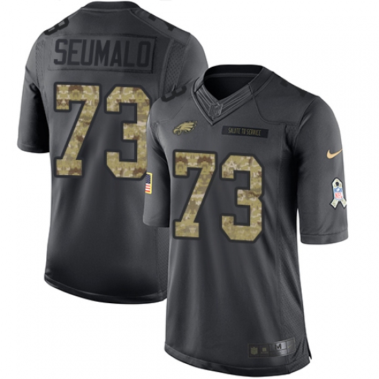 Men's Nike Philadelphia Eagles #73 Isaac Seumalo Limited Black 2016 Salute to Service NFL Jersey - Ujersey