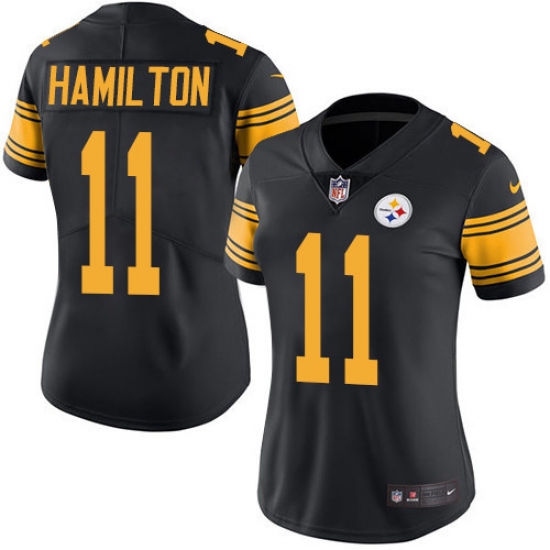 Women's Nike Pittsburgh Steelers #11 Justin Hunter Limited Black Rush Vapor Untouchable NFL Jersey