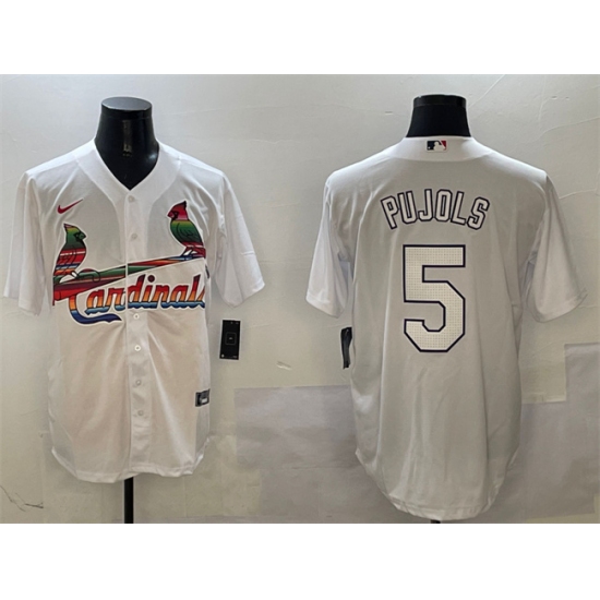Men's St. Louis Cardinals #5 Albert Pujols White Cool Base Stitched Baseball Jersey - Ujersey