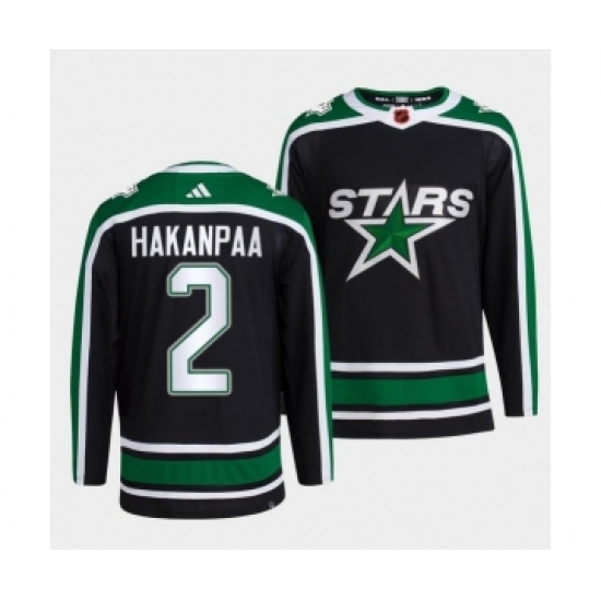 Men's Dallas Stars #2 Jani Hakanpaa 2022 Balck Reverse Retro 2.0 Stitched Jersey