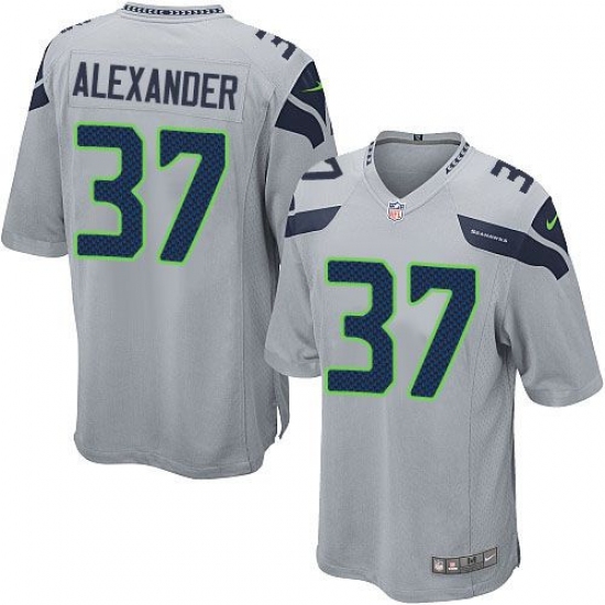 Men's Nike Seattle Seahawks #37 Shaun Alexander Game Grey Alternate NFL Jersey - Ujersey