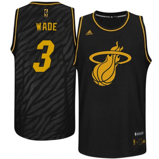 Men's Adidas Miami Heat #3 Dwyane Wade Swingman Black Precious Metals Fashion NBA Jersey - Ujersey