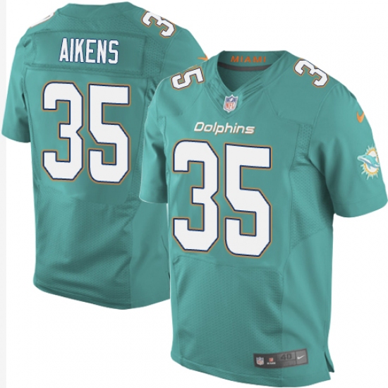 Men's Nike Miami Dolphins #35 Walt Aikens Elite Aqua Green Team Color NFL Jersey - Ujersey