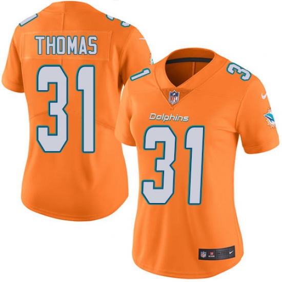 Women's Nike Miami Dolphins #31 Michael Thomas Limited Orange Rush Vapor Untouchable NFL Jersey - Ujersey