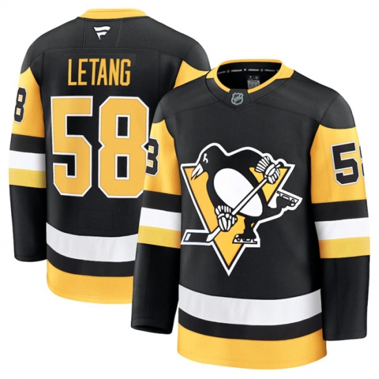 Men's Pittsburgh Penguins #58 Kris Letang Black 2024-25 Home Stitched Hockey Jersey - Ujersey