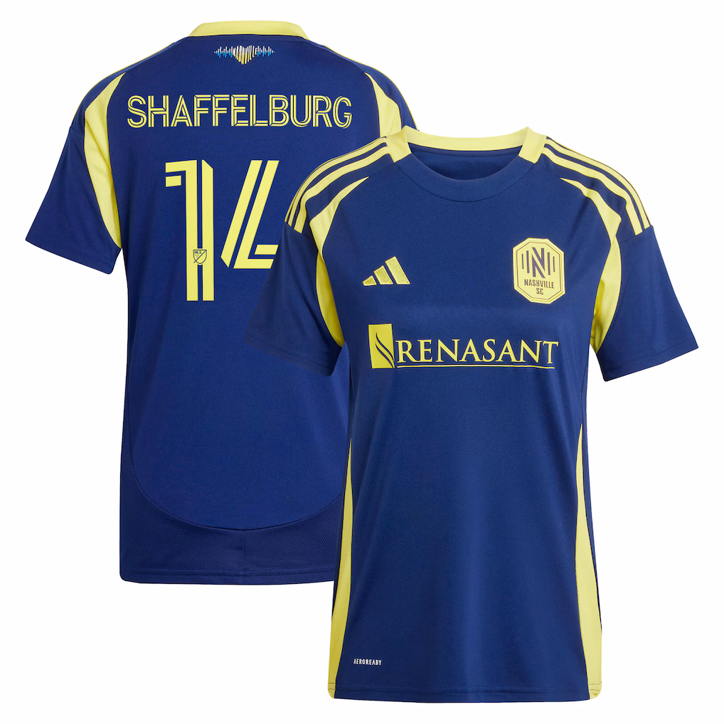 Women's Nashville SC Jacob Shaffelburg adidas Navy 2025 The Heart of Nashville Kit Replica Player Jersey
