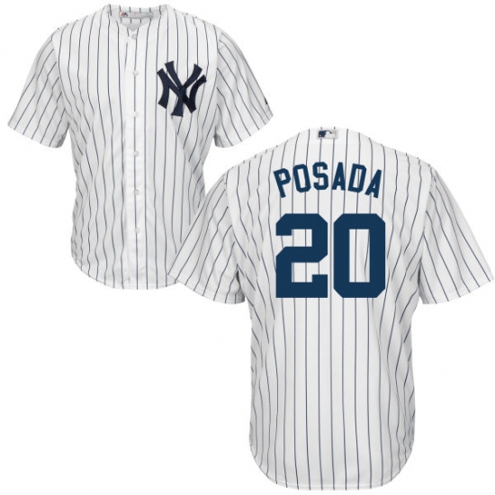 Youth Majestic New York Yankees #20 Jorge Posada Replica White Home MLB Jersey - Ujersey