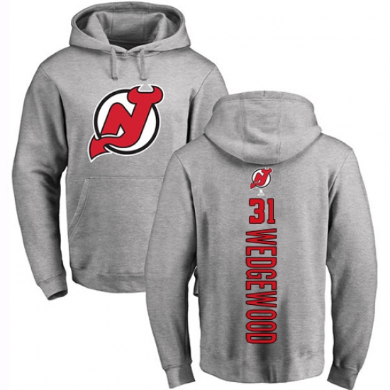 NHL Adidas New Jersey Devils #31 Scott Wedgewood Ash Backer Pullover Hoodie - ujerseystore