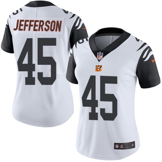 Women's Nike Cincinnati Bengals #45 Malik Jefferson Limited White Rush Vapor Untouchable NFL Jersey