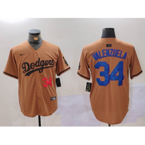 Men's Los Angeles Dodgers #34 Toro Valenzuela Number Olive Cool Base Limited Stitched Jersey - Ujersey