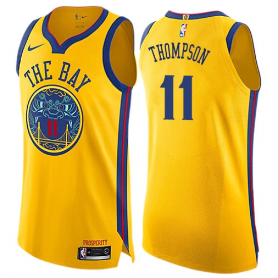 Women's Nike Golden State Warriors #11 Klay Thompson Swingman Gold NBA Jersey - City Edition - Ujersey