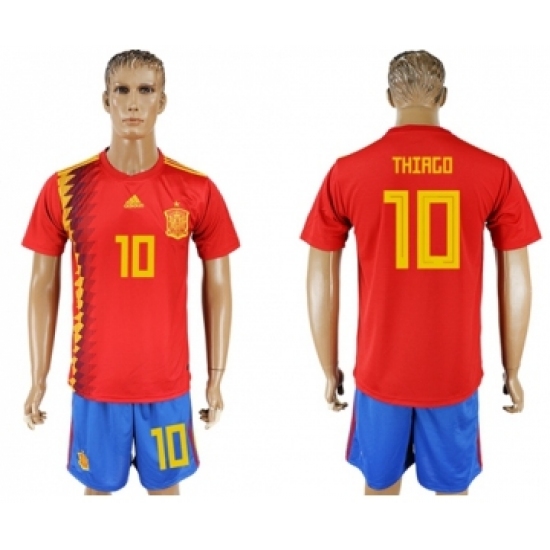 Spain #10 Thiago Home Soccer Country Jersey