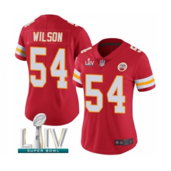 Women's Kansas City Chiefs #54 Damien Wilson Red Team Color Vapor Untouchable Limited Player Super Bowl LIV Bound Football Jersey - Ujersey