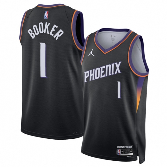Men's Phoenix Suns #1 Devin Booker Black 2025 Statement Edition Stitched Basketball Jersey - Ujersey