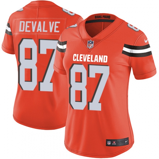 Women's Nike Cleveland Browns #87 Seth DeValve Orange Alternate Vapor Untouchable Limited Player NFL Jersey - Ujersey