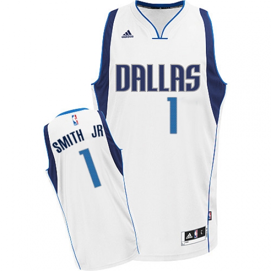 Men's Adidas Dallas Mavericks #1 Dennis Smith Jr. Swingman White Home NBA Jersey - Ujersey