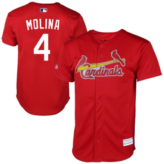 Men's Majestic St. Louis Cardinals #4 Yadier Molina Replica Red New Cool Base MLB Jersey - Ujersey