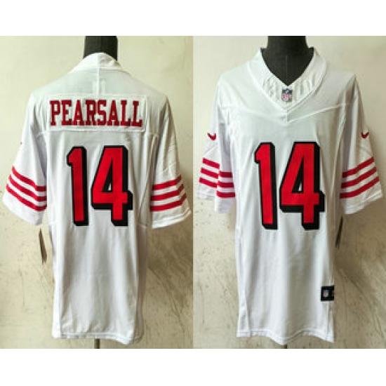 Men's San Francisco 49ers #14 Ricky Pearsall White FUSE Vapor Limited Throwback Stitched Jersey - Ujersey
