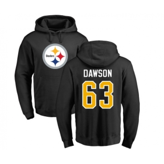 Football Pittsburgh Steelers #63 Dermontti Dawson Black Name & Number Logo Pullover Hoodie - Ujersey