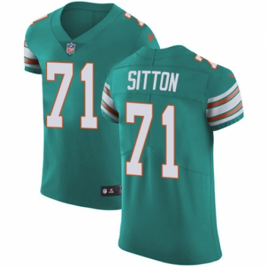 Men's Nike Miami Dolphins #71 Josh Sitton Aqua Green Alternate Vapor Untouchable Elite Player NFL Jersey - Ujersey