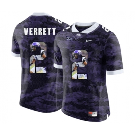 TCU Horned Frogs 2 Jason Verrett Purple With Portrait Print College Football Limited Jersey