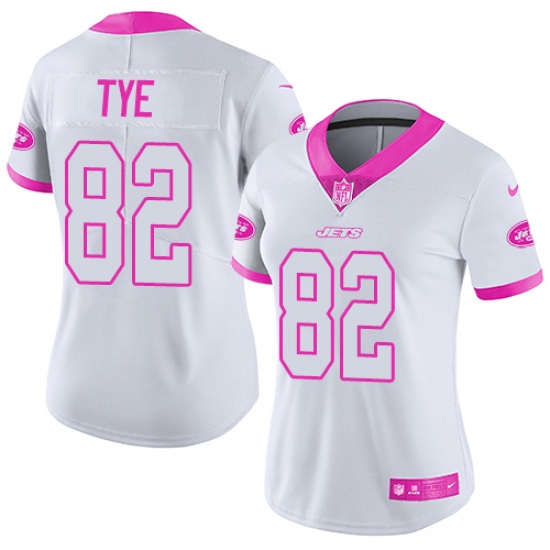 Women's Nike New York Jets #82 Will Tye Limited White/Pink Rush Fashion NFL Jersey - Ujersey