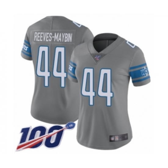 Women's Detroit Lions #44 Jalen Reeves-Maybin Limited Steel Rush Vapor Untouchable 100th Season Football Jersey - Ujersey