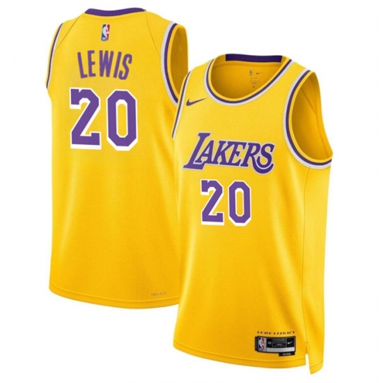 Men's Los Angeles Lakers #20 Maxwell Lewis Yellow 2024 Icon Edition Stitched Basketball Jersey - Ujersey