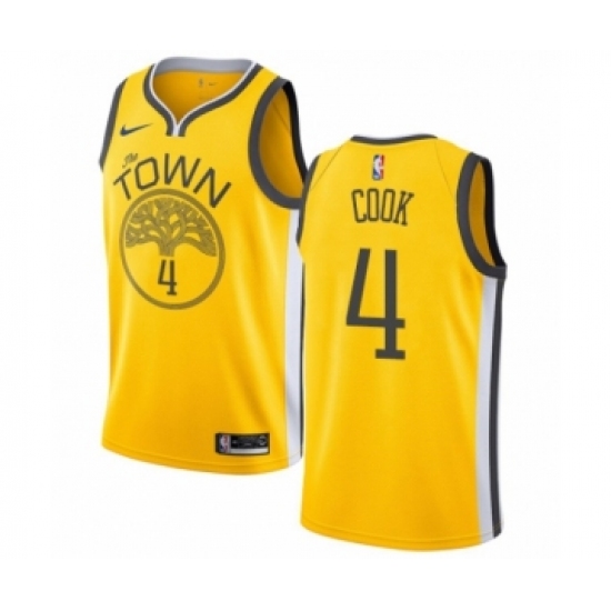 Women's Nike Golden State Warriors #4 Quinn Cook Yellow Swingman Jersey - Earned Edition - Ujersey
